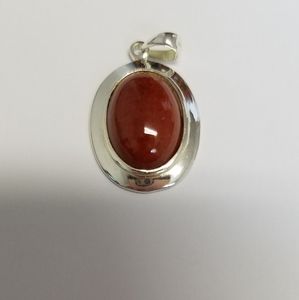 Sterling Silver Red Jade Pendant